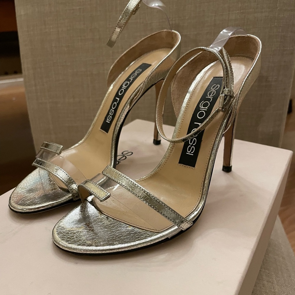 Sergio Rossi silver Argento heels size 35.5